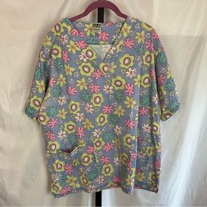 3 FOR $15 Uniform Advantage UA Scrubs Floral Print Scrub Top